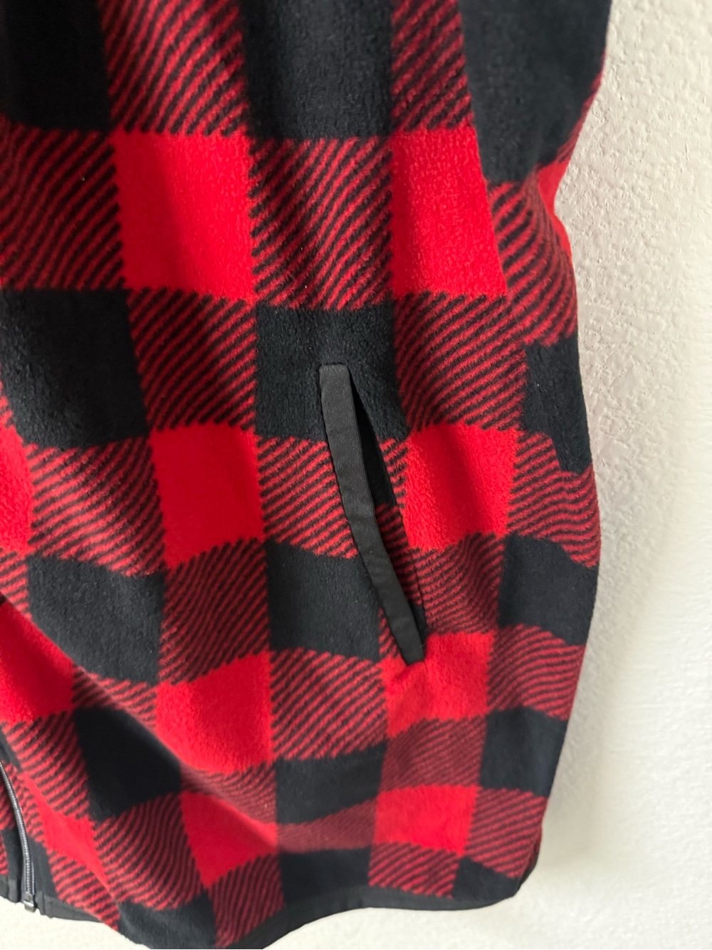 Woman Within Red and Black Plaid Hooded Vest - Picture 3 of 4